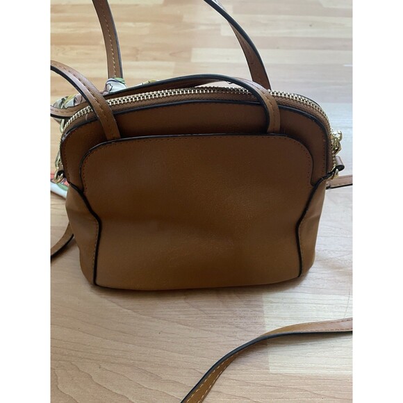 Steve Madden Brown Mini Dome Satchel Crossbody Bag w/ Floral Scarf - Picture 3 of 13